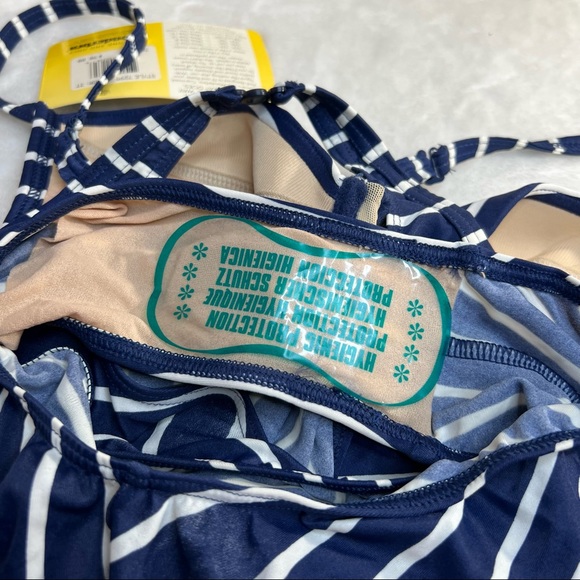VINTAGE WONDERBRA 90s Navy & White Stripes One Piece Swim Suit Size 10 NWT - Picture 13 of 16